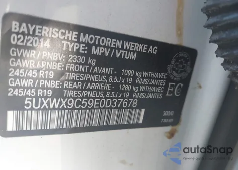 2014 BMW X3 xDrive28I z USA, uszkodzony, nr VIN 5UXWX9C59E0D37678